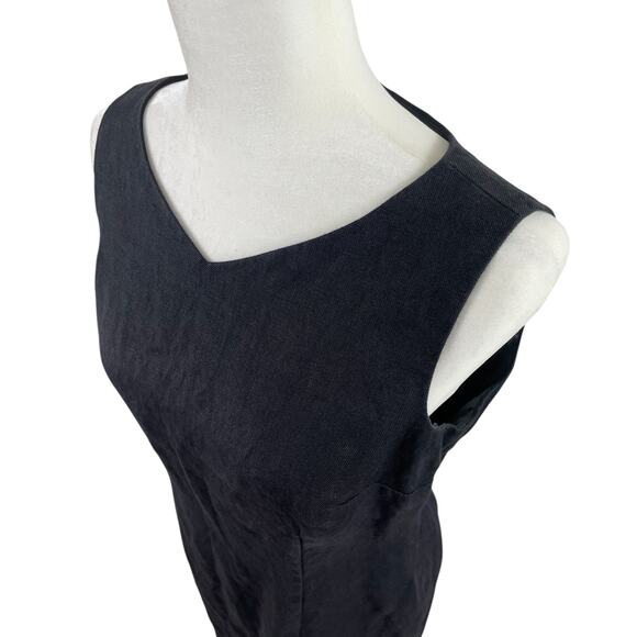 Talbots Irish Linen Shift Dress Sleeveless Classic Office Career Black Size 10 - Picture 4 of 12
